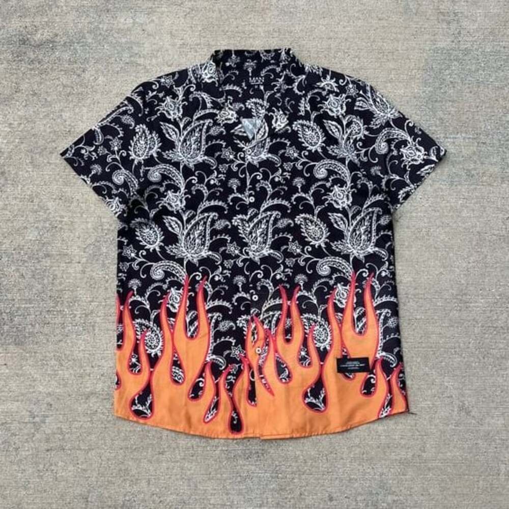 Y2K Flames Button Up Shirt